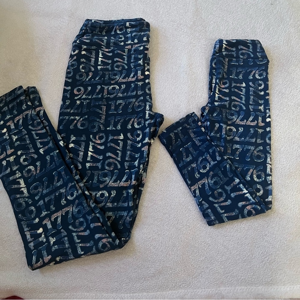 Blue Number Pattern Mom and Daughter Matching LuLaRoe Leggings